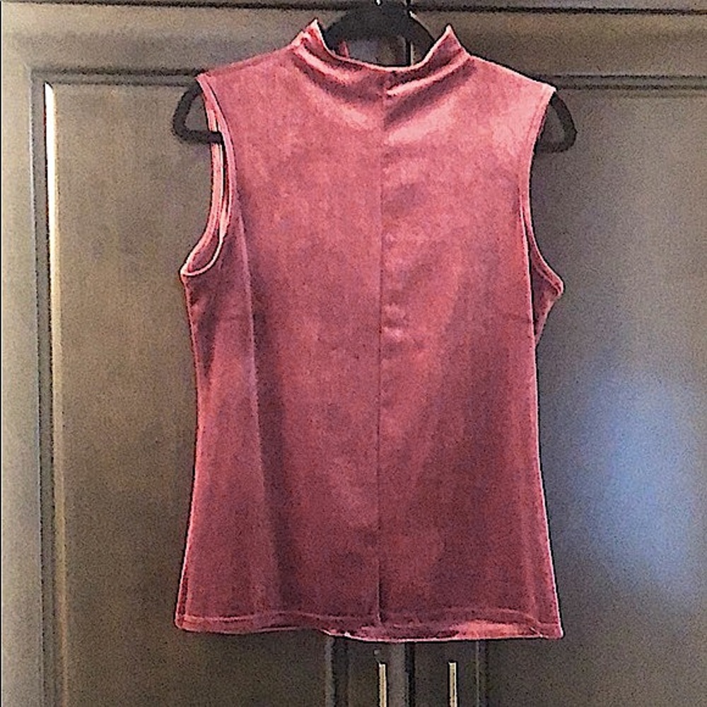 Velvet mock neck in heavyweight stretch fabric that fits like bodysuit